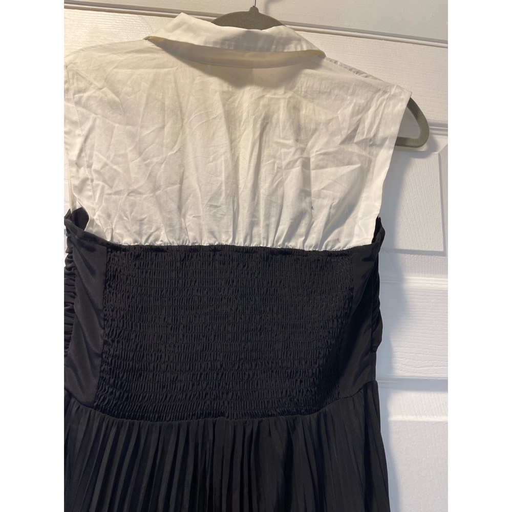 Anthropologie Black and White Pleated Midi Shirt Dress - Picture 8 of 10